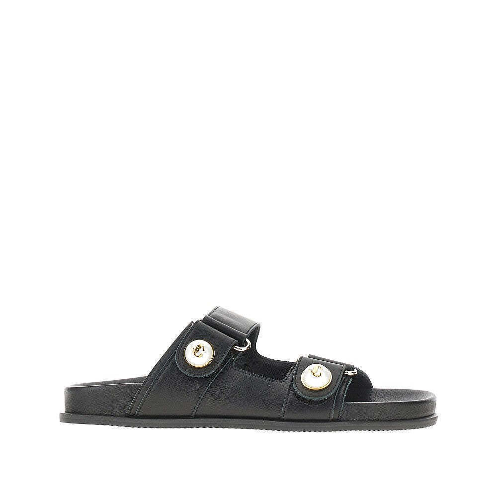 Jimmy Choo Fayence Leather Double-Strap Sandals